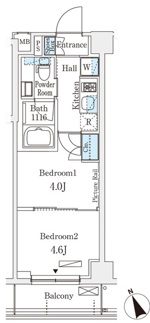アリビオ学芸大学 102号室の間取り図